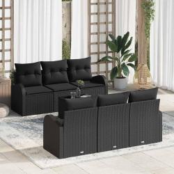 Ensemble de canap&eacute; de jardin 9 pcs Noir Poly rotin