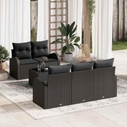 Ensemble de canap&eacute; de jardin 9 pcs Noir et Cr&egrave;me polyrotin