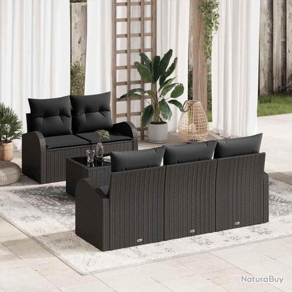 Ensemble de canap� de jardin 9 pcs Noir et Cr�me polyrotin