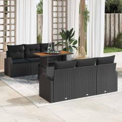 Ensemble de canap&eacute; de jardin 8 pcs Noir et Blanc polyrotin
