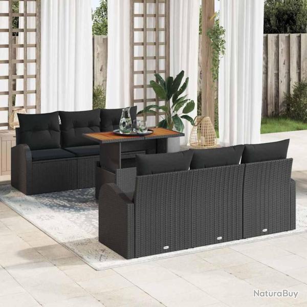 Ensemble de canap� de jardin 8 pcs Noir et Blanc polyrotin