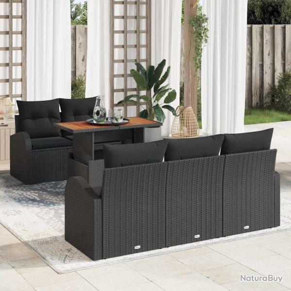 Ensemble de canap� de jardin 7 pcs Noir Poly rotin