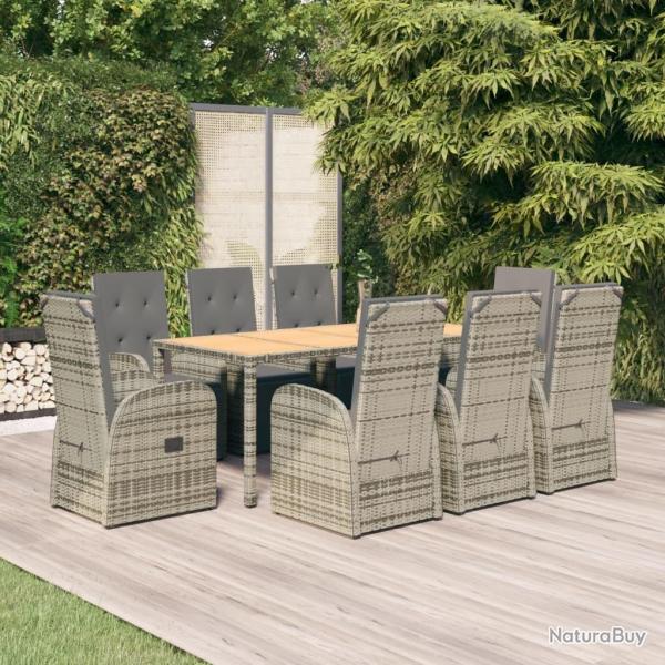 Salon de jardin 6 pcs et coussins bois massif sapin de douglas