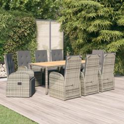 Salon de jardin 6 pcs avec coussins taupe bambou