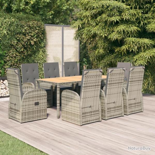 Salon de jardin 6 pcs avec coussins Noir R�sine tress�e