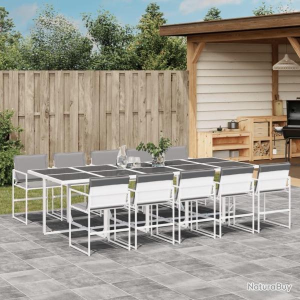 Salon de jardin 7 pcs avec coussins taupe bambou