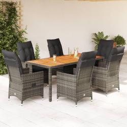 Salon de jardin avec coussins 13 pcs beige r&eacute;sine tress&eacute;e