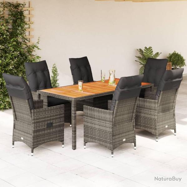 Salon de jardin avec coussins 13 pcs beige r�sine tress�e