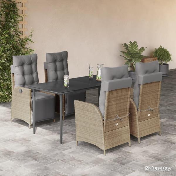 Salon de jardin 8 pcs avec coussins bois massif douglas