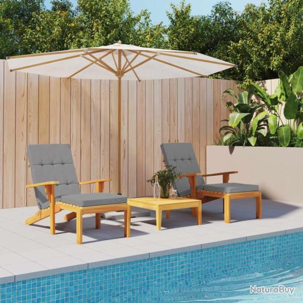 Ensemble de bar jardin 9 pcs gris poly rotin/bois massif acacia