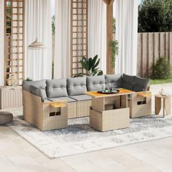 Chaises de jardin avec coussins lot de 4 beige r&eacute;sine tress&eacute;e
