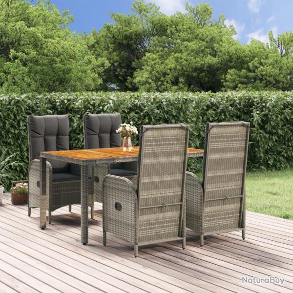 Ensemble de salle � manger pour jardin 5 pcs Gris et marron