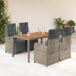 Ensemble de salle &agrave; manger pour jardin 5 pcs Gris et marron