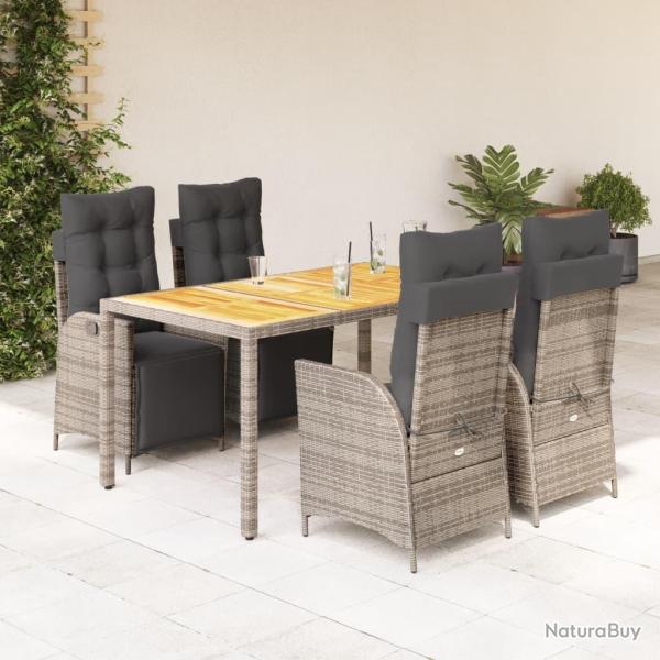 Ensemble de salle � manger pour jardin 5 pcs Gris et marron