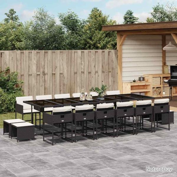 Ensemble de canap� de jardin 5 pcs Noir et Cr�me polyrotin