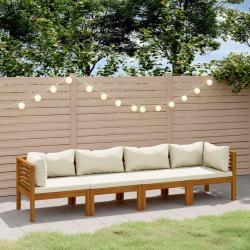Ensemble de canap&eacute; de jardin 4 pcs Beige et blanc polyrotin