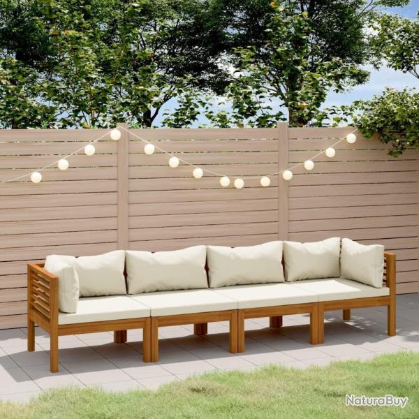 Ensemble de canap� de jardin 4 pcs Beige et blanc polyrotin