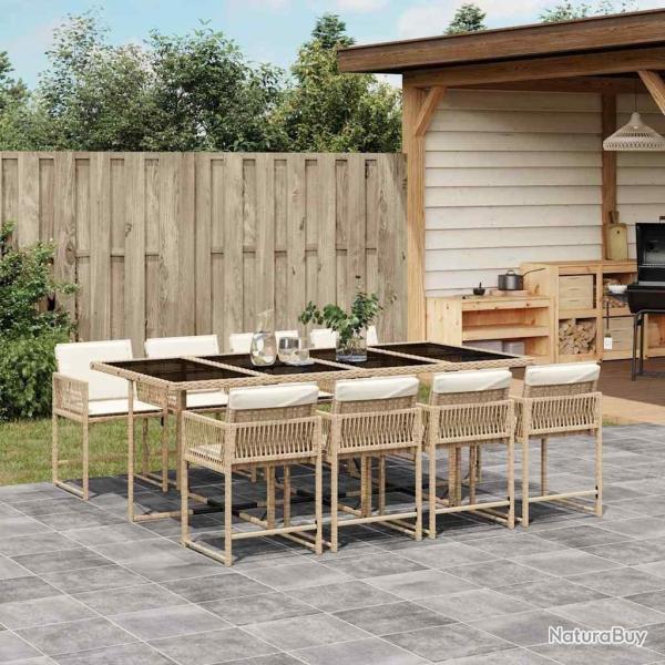 Ensemble de canap� de jardin 6 pcs Noir et Cr�me polyrotin