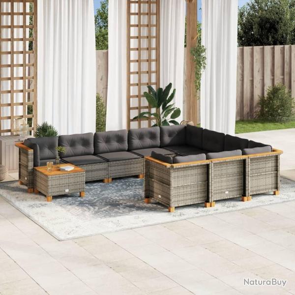 Ensemble de canap� de jardin 7 pcs Noir Poly rotin