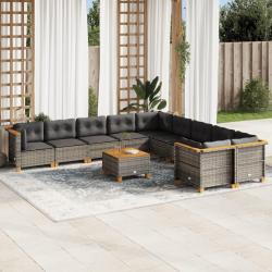 Ensemble de canap&eacute; de jardin 7 pcs Noir Poly rotin