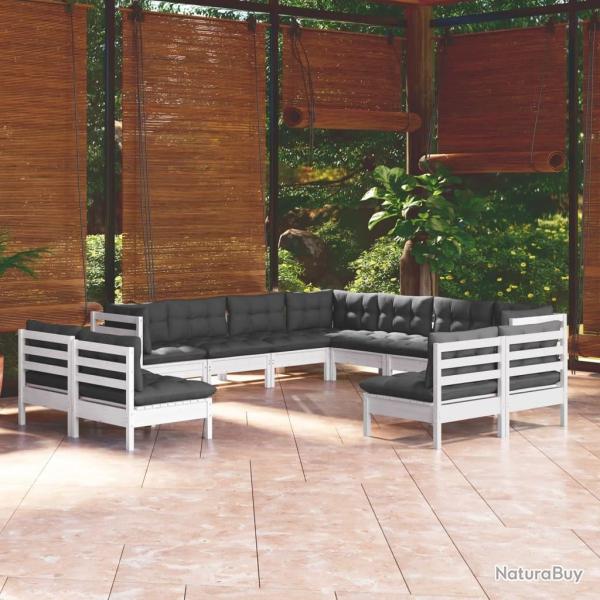 Ensemble de canap� de jardin 7 pcs Noir et Cr�me polyrotin