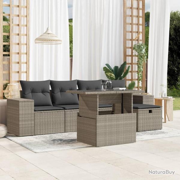 Ensemble de canap� de jardin 8 pcs Noir Poly rotin
