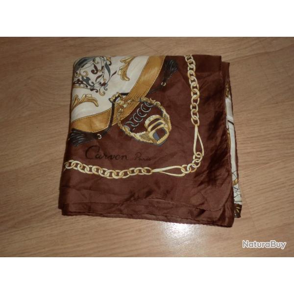 carr� foulard 100% soie vintage " carven paris  87 x 87 CM