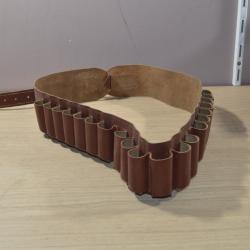 Cartouchi&egrave;re ceinturon chasse CAL 12/14/16 en cuir occasion (22)