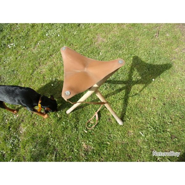 CHAISSE DE CHASSE CUIR BOIS