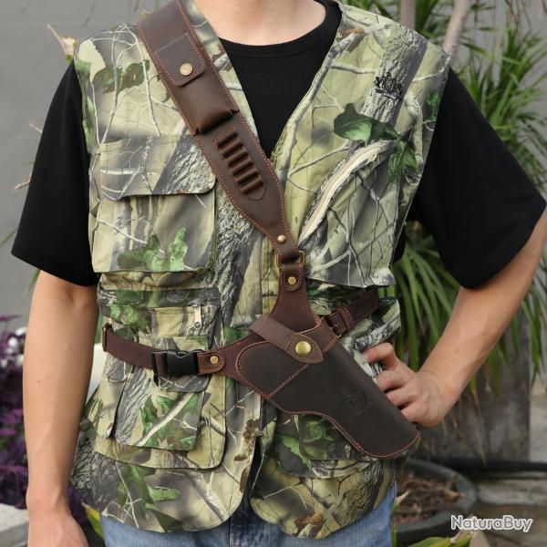 Holster de poitrine Tourbon en cuir - LIVRAISON GRATUITE