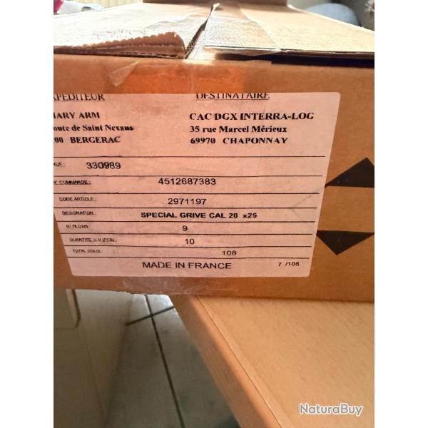 Cartouche calibre 20 plomb num�ro 9 Sp�cial grive