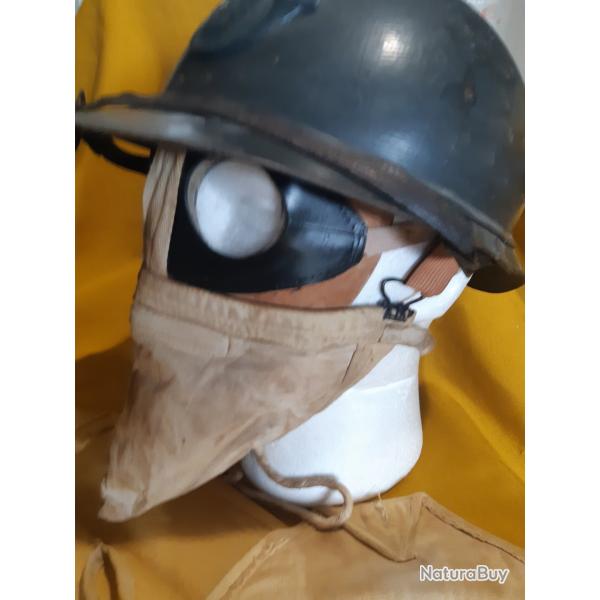 1915 Masque TAMPON T dit Tambut�, Etui Toile typique en V, Sachet S2, Lunettes Toile Loup caoutchouc