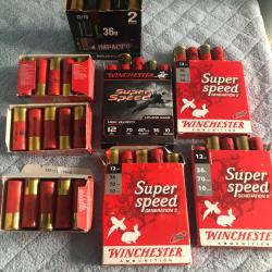 a saisir   lot   de cartouches solognac, winchester, plombs,2,4,5,6  cal 12 port offert