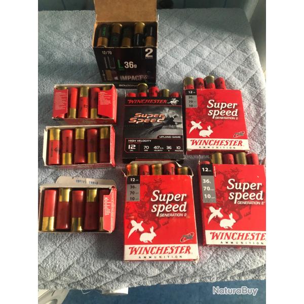 a saisir   lot   de cartouches solognac, winchester, plombs,2,4,5,6  cal 12 port offert