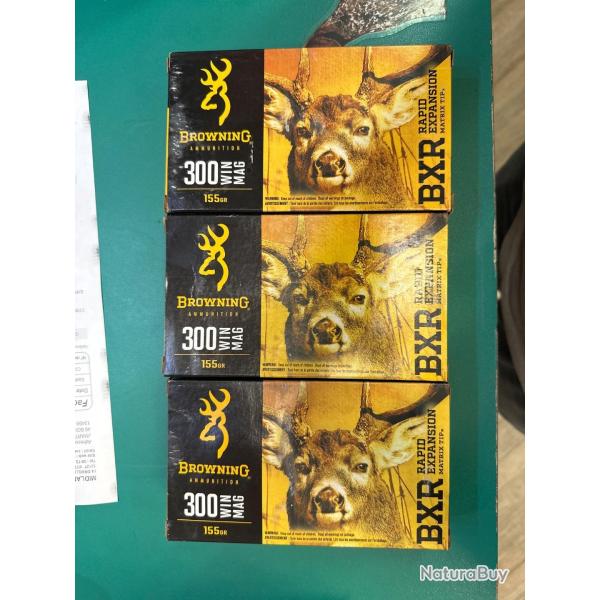 Lot 4 boites de munitions BROWNING 300wm BXR 155gr