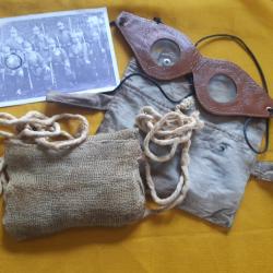 1915 ALLEMAND Tampon-Compresse dit du 22 avril 1915 &eacute;tui toile lunettes cuir