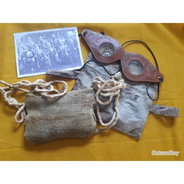 1915 ALLEMAND Tampon-Compresse dit du 22 avril 1915 �tui toile lunettes cuir