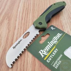 Couteau de Chasse Remington Sportsman Saw Manche Black/Green Polymer Lame Acier Inox Linerlock Clip
