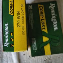 Lot de deux bo&icirc;tes neuves de balles Remington 270 Win 150 gr