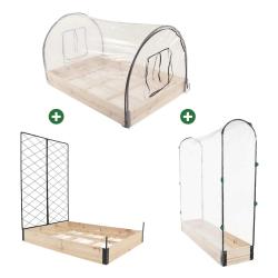 Lot de 3 carr&eacute;s potager en bois de sapin