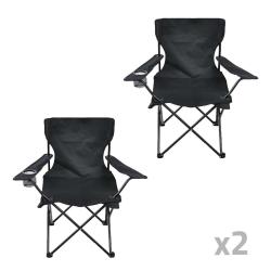 Lot de 2 Chaises Easy C2 pliable noire - Structure acier et polyester 600D
