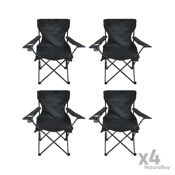 Lot de 4 Chaises Easy C2 pliable noire - Structure acier et polyester 600D