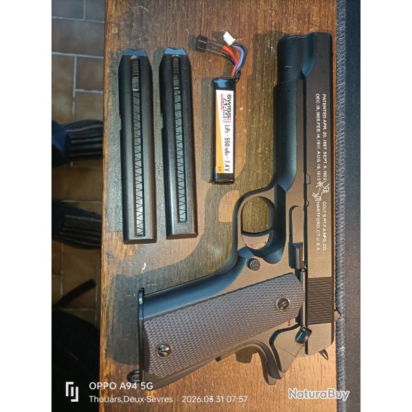 R�plique airsoft Colt 1911 AEP Mosfet RTP Lipo Noir (Cybergun)