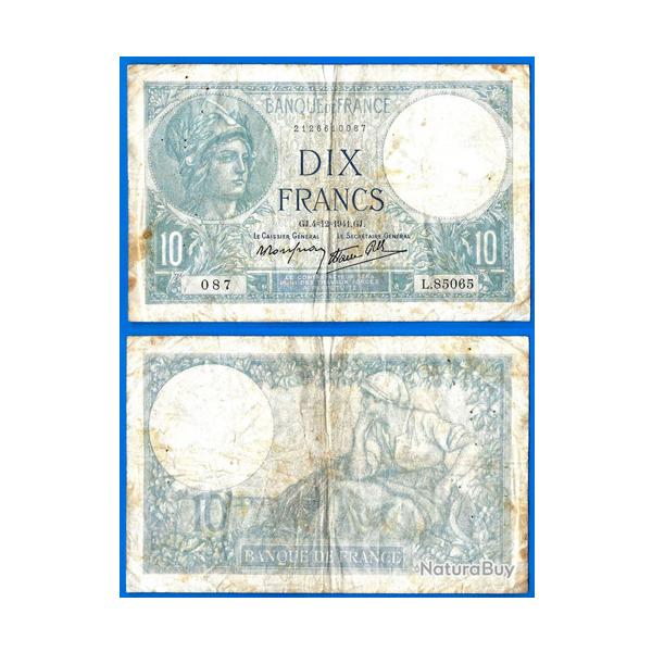 France 10 Francs 1941 Minerve Billet Franc Frs Frc Frcs