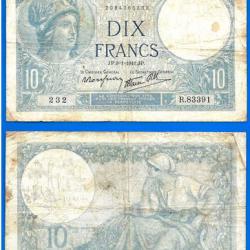 France 10 Francs 1941 Minerve 9 Janvier Billet Frcs Frs Frc
