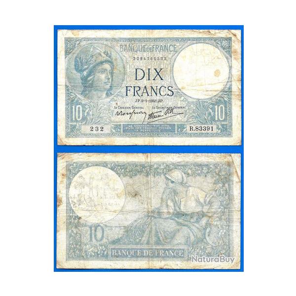 France 10 Francs 1941 Minerve 9 Janvier Billet Frcs Frs Frc