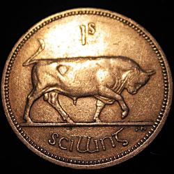 IRELANDE, piece de 1schilling  1964 TTB diametre 23,5 mm