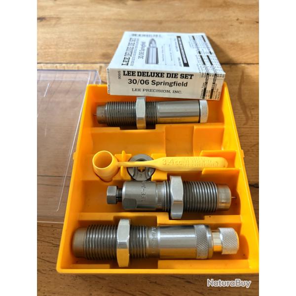 jeu d'outil lee deluxe die set 30/06 springfield ref 90615 compris sheld holder 3 outils dosette