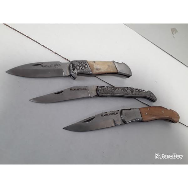 Lot x3 couteaux Pradel auvergne