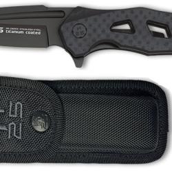 Couteau pliant tactique noir carbone Titanium lame de 8.5